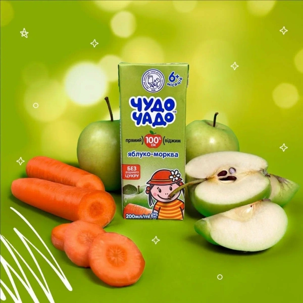 ЧУДО-ЧАДО Сок яблоко- морковь прямого отжима 200мл 